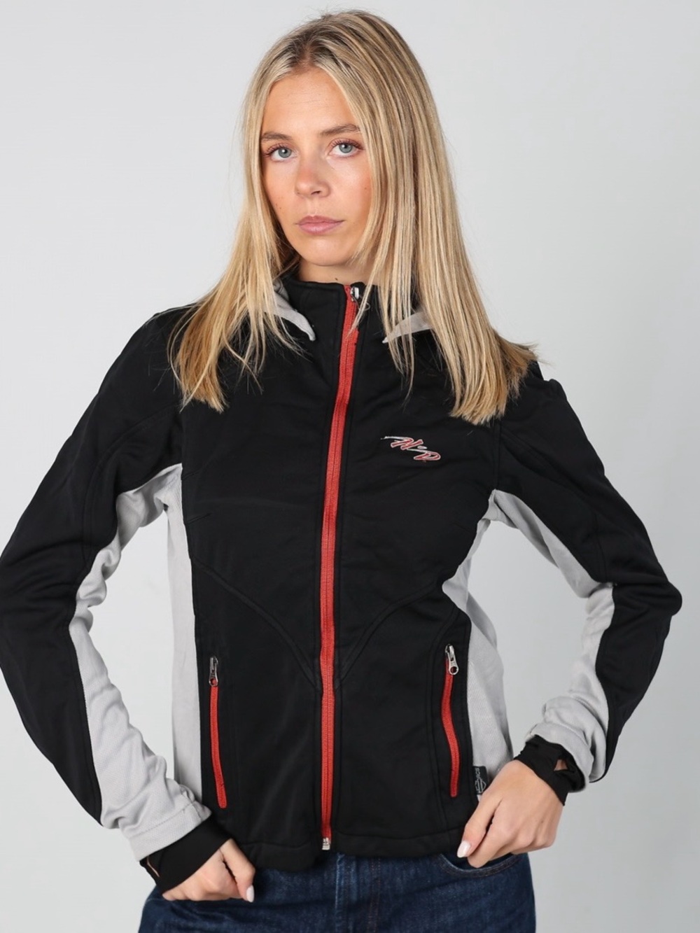 Harley-Davidson Colorblock Hooded Softshell Riding Jacket - Black & Gray size L
